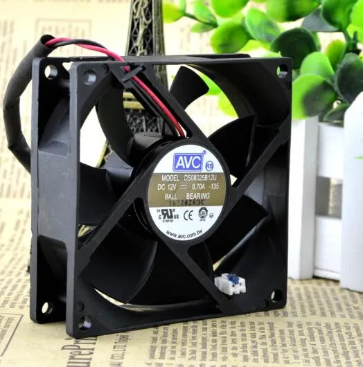 AVC DS08025B12U 8CM DC12V 0.70A 2-wire double ball cooling fan AVC DS08025B12U 8CM DC12V 0.70A 2-wire double ball cooling fan