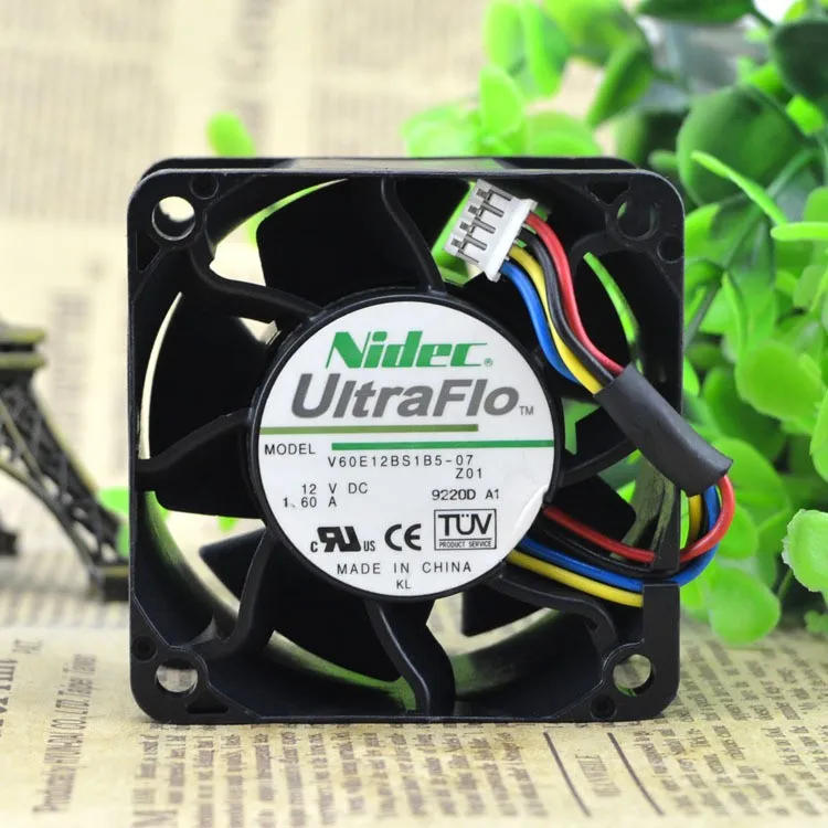 Nidec V60E12BS1B5-07 DC12V 1.60A 6cm Large Volume Server Cooling Fan Nidec V60E12BS1B5-07 DC12V 1.60A 6cm Large Volume Server Cooling Fan