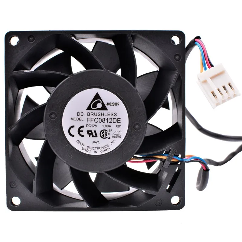 Delta FFC0812DE 12V 1.80A Dual ball 4-wire PWM flow cooling fan Delta FFC0812DE 12V 1.80A Dual ball 4-wire PWM flow cooling fan