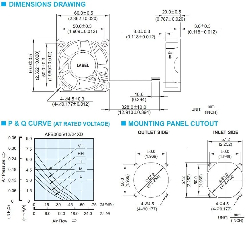 Delta AFB0605MD 5VDC 2wire Industrial Double Ball Bearing Fan Delta AFB0605MD 5VDC 2wire Industrial Double Ball Bearing Fan