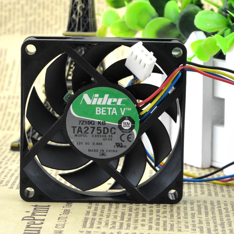 Nidec TA275DC C35598-35 GFOX 7cm 12V 0.48A four-wire pwm axial fan Nidec TA275DC C35598-35 GFOX 7cm 12V 0.48A four-wire pwm axial fan