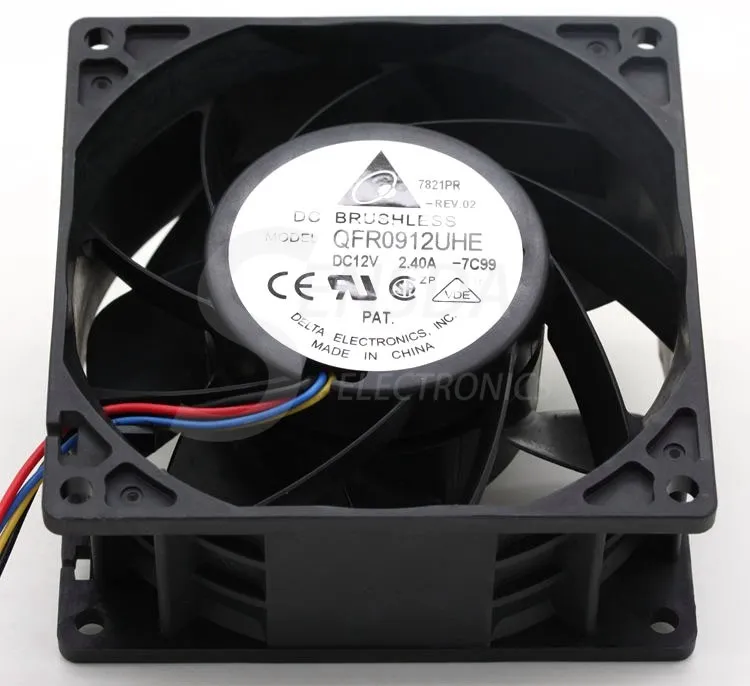 Delta 9cm QFR0912UHE 9238 90mm DC 12v 2.40A 4-pin pwm server inverter axial cooler Cooling fans high speed Delta 9cm QFR0912UHE 9238 90mm DC 12v 2.40A 4-pin pwm server inverter axial cooler Cooling fans high speed