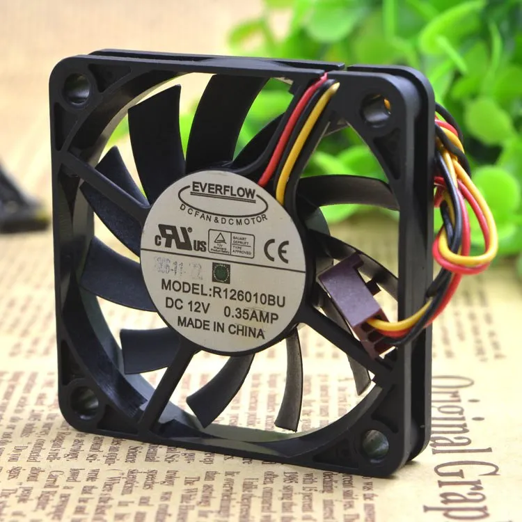 EVERFLOW R126010BU 60x60x10mm 12V 0.35A 3Pin Computer CPU Cooler Cooling Fan EVERFLOW R126010BU 60x60x10mm 12V 0.35A 3Pin Computer CPU Cooler Cooling Fan