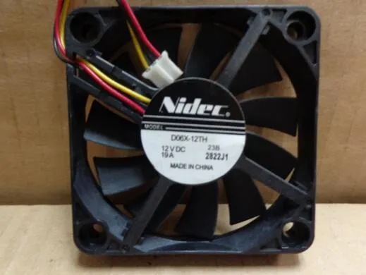 Nidec D06X-12TH DC12V 0.19A 6CM 60*60*10 3 Lines Double Ball Bearing High Rotary Cooling Fan Nidec D06X-12TH DC12V 0.19A 6CM 60*60*10 3 Lines Double Ball Bearing High Rotary Cooling Fan