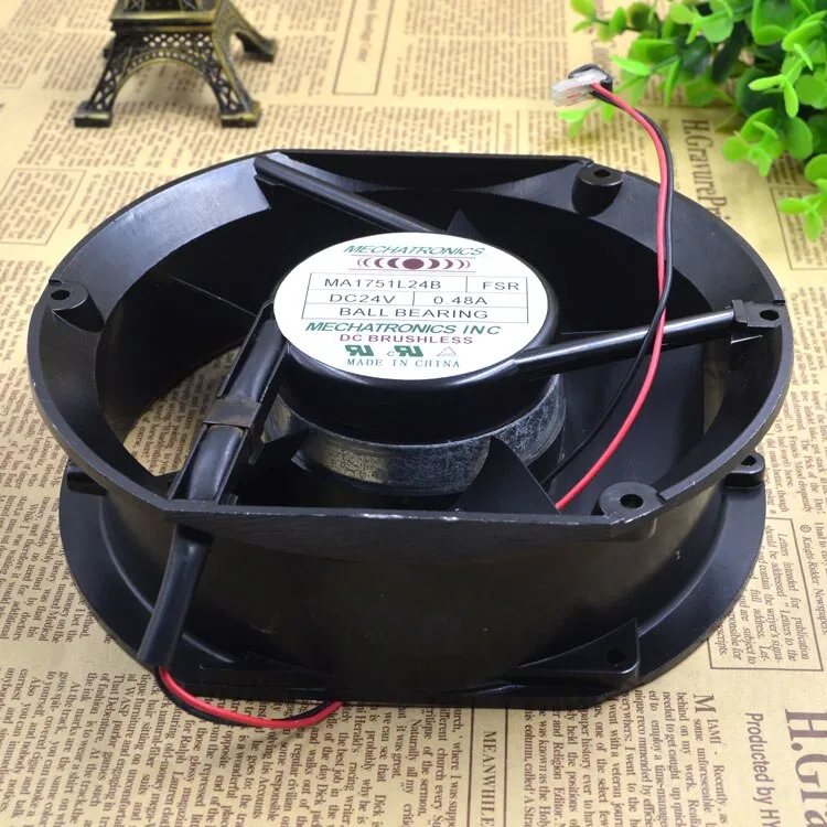 MECHATRONICS MA1751L24B DC24V 0.48A 2-Wire Server Cooling Fan MECHATRONICS MA1751L24B DC24V 0.48A 2-Wire Server Cooling Fan