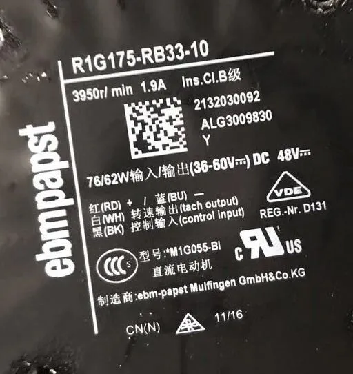 ebmpapst R1G175-RB33-10 DC48V 76/62W cooling fan ebmpapst R1G175-RB33-10 DC48V 76/62W cooling fan