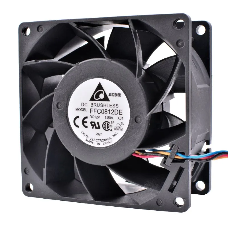 Delta FFC0812DE 12V 1.80A Dual ball 4-wire PWM flow cooling fan Delta FFC0812DE 12V 1.80A Dual ball 4-wire PWM flow cooling fan