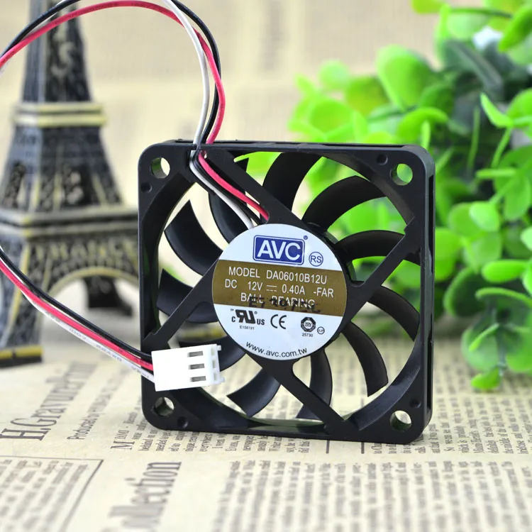 AVC DA06010B12U DC12V 0.40A 6CM 3-wires dual ball bearing cooling fan AVC DA06010B12U DC12V 0.40A 6CM 3-wires dual ball bearing cooling fan