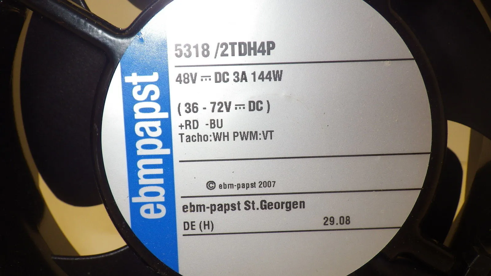 EBM PAPST 5318/2TDH4P 48V 394.3CFM 90RPM fan EBM PAPST 5318/2TDH4P 48V 394.3CFM 90RPM fan