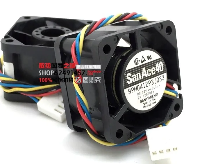 Sanyo 9PH0412P3J033 12V 0.35A double ball bearing cooling fan Sanyo 9PH0412P3J033 12V 0.35A double ball bearing cooling fan