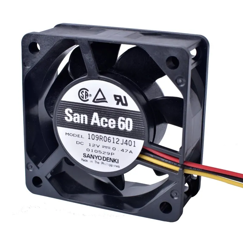 sanyo 109R0612J401 60x60x25mm 12V 0.47A Double ball bearing cooling fan sanyo 109R0612J401 60x60x25mm 12V 0.47A Double ball bearing cooling fan