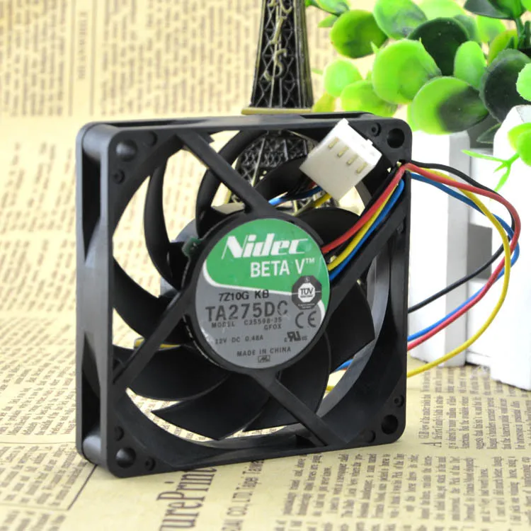 Nidec TA275DC C35598-35 GFOX 7cm 12V 0.48A four-wire pwm axial fan Nidec TA275DC C35598-35 GFOX 7cm 12V 0.48A four-wire pwm axial fan
