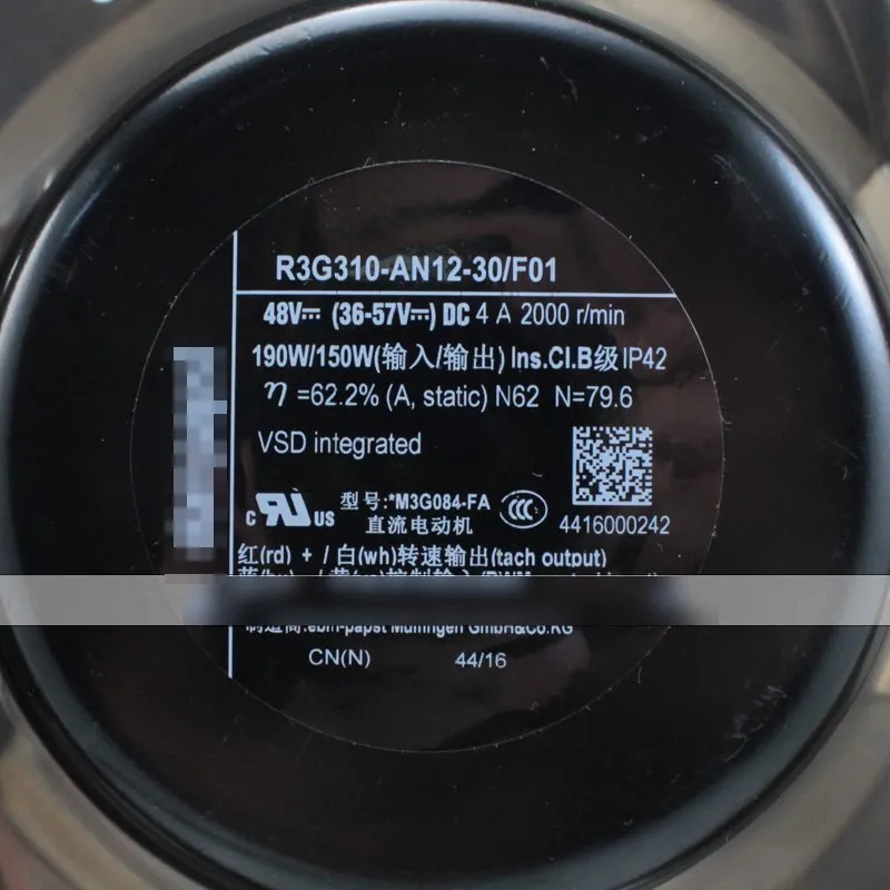 Ebmpapst R3G310-AN12-30/F01 48V 4A 190W Stepless Speed Control Fan Ebmpapst R3G310-AN12-30/F01 48V 4A 190W Stepless Speed Control Fan