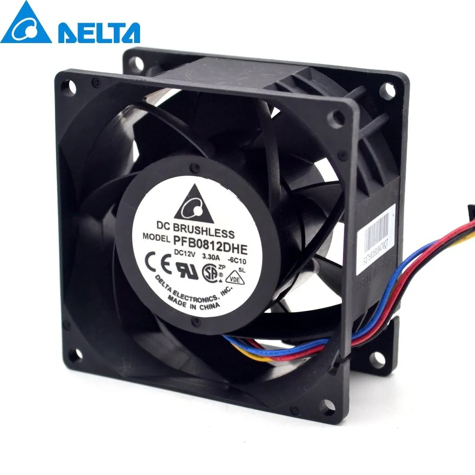 Delta PFB0812DHE 8CM 3.3A 12v 80 * 80 * 38mm Axial Cooling Fan Delta PFB0812DHE 8CM 3.3A 12v 80 * 80 * 38mm Axial Cooling Fan