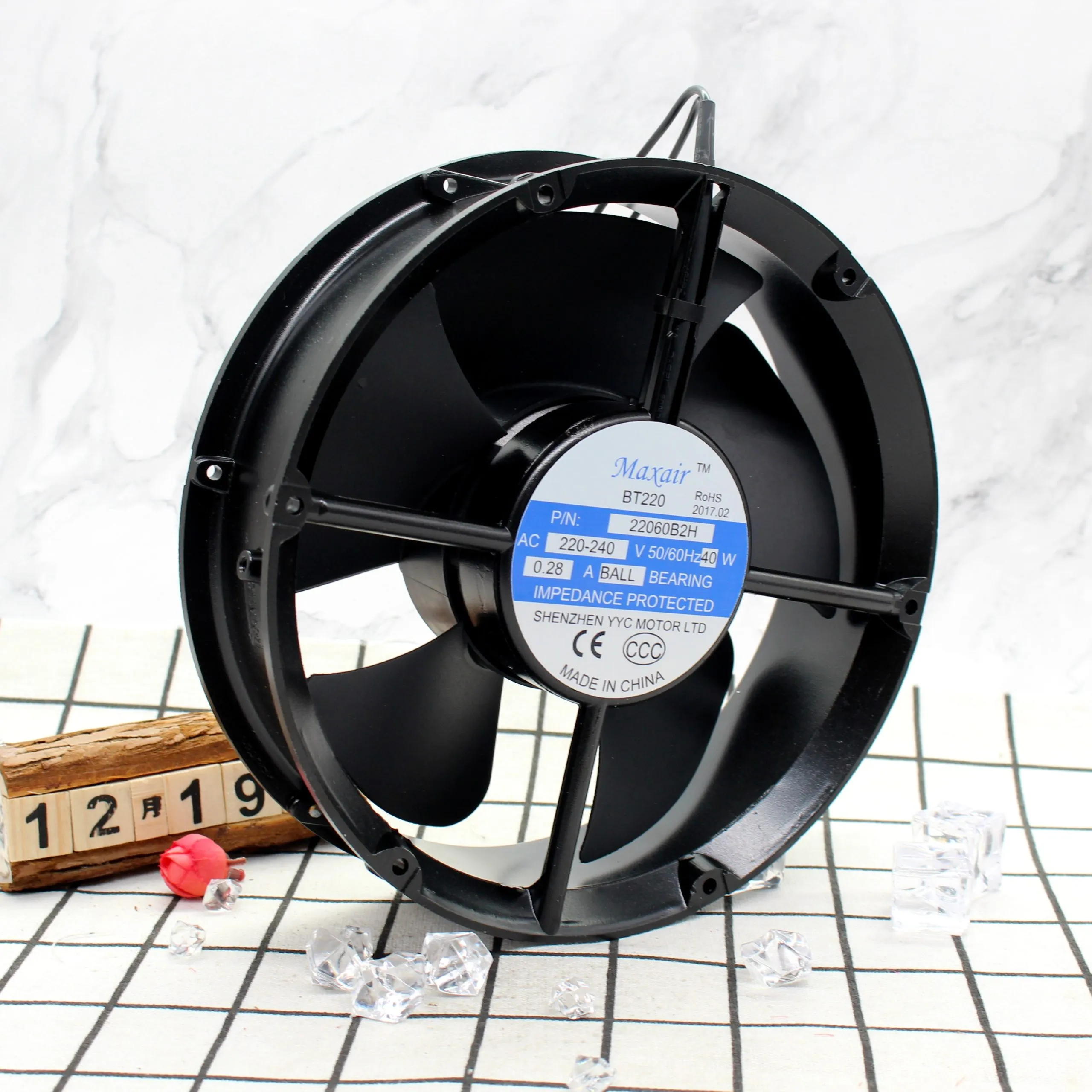 Maxair BT220 22060B2H 220V 40W Round Bearing AC Cooling Fan Maxair BT220 22060B2H 220V 40W Round Bearing AC Cooling Fan