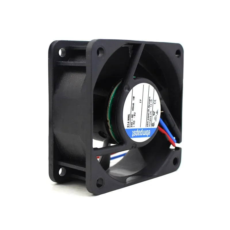 EbmPapst 614NML DC 24V 0.04A 1W 2-wire Square Cooling Fan EbmPapst 614NML DC 24V 0.04A 1W 2-wire Square Cooling Fan