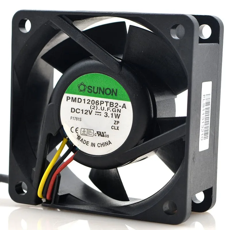 SUNON PMD1206PTB2-A DC12V 3.1W 3-wires Server Cooling Fan SUNON PMD1206PTB2-A DC12V 3.1W 3-wires Server Cooling Fan