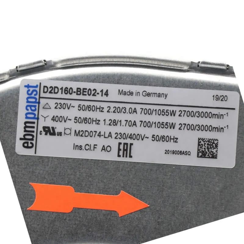 D2D160-BE02-14 ebmpapst AC230V 700W ABB Inverter Blower Centrifugal Fan D2D160-BE02-14 ebmpapst AC230V 700W ABB Inverter Blower Centrifugal Fan