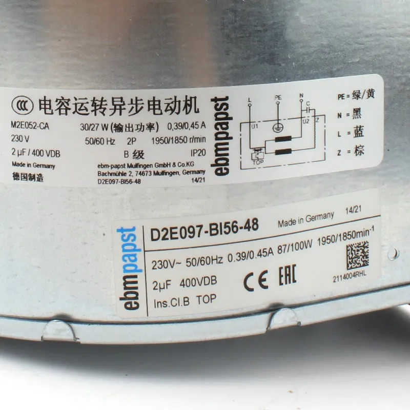 D2E097-BI56-48 ebmpapst 230V 87W AC fan D2E097-BI56-48 ebmpapst 230V 87W AC fan
