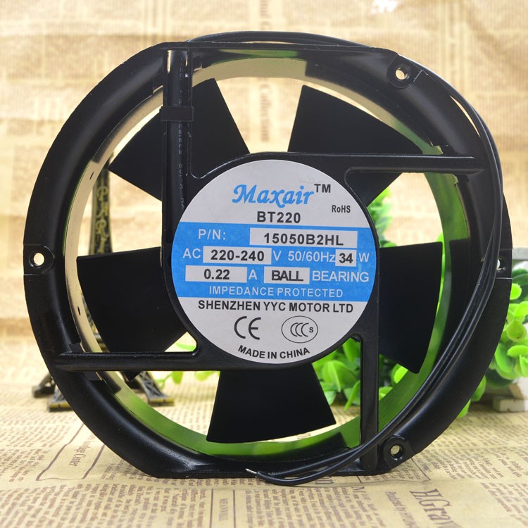 Maxair BT220 15050B2HL 220v-240v 34w 0.22A ball bearing Axial Cooling Fan