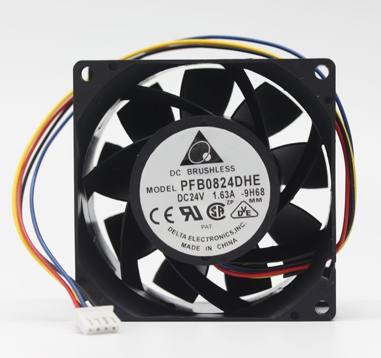 Delta PFB0824DHE DC24V 1.63A 80x80x38mm 4-wire PWM Inverter Industrial Server Cooling Fan