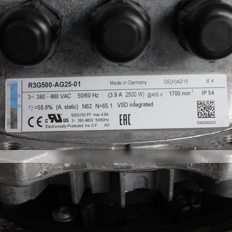 Ebmpapst R3G500-AG25-01 380V-480V 3.9A 2500W IP54 centrifugal turbine fan