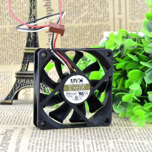 AVC F7015B12MY DC12V 0.2A 70*70*15mm 3-wires double ball bearing cooling fan