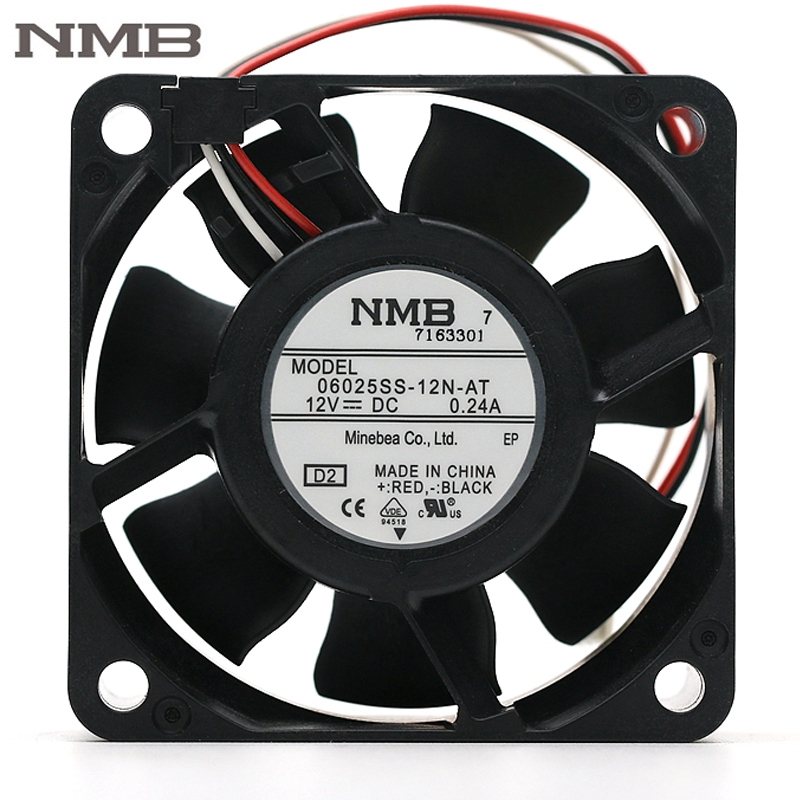 NMB 06025SS-12N-AT 23.3CFM 4700RPM 12V 0.24A 6cm dual ball cooling fan