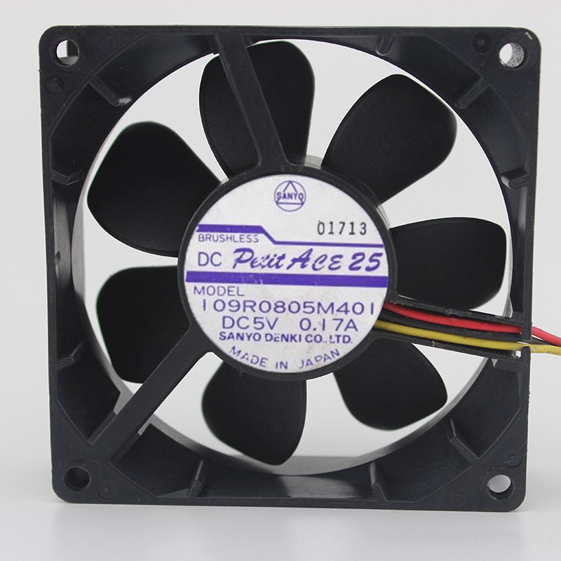 SANYO 109R0805M401 DC5V 0.17A 3-wire speed 8CM cooling fan