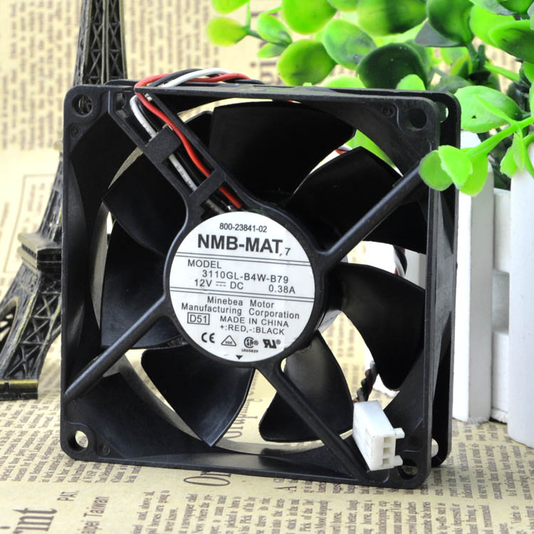 NMB 3110KL-04W-B79 DC12V 0.38A 80*80*25 three line fan switch