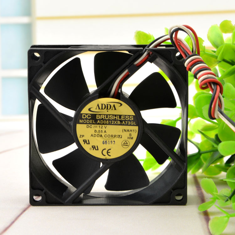 ADDA AD0812XB-A73GL 12V 0.55A  8CM 3-wire Chassis Cooling Fan