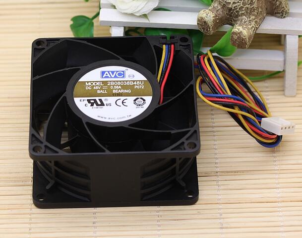 AVC 2B08038B48U DC48V 0.58A 8cm 4-line PWM dual ball cooling fan