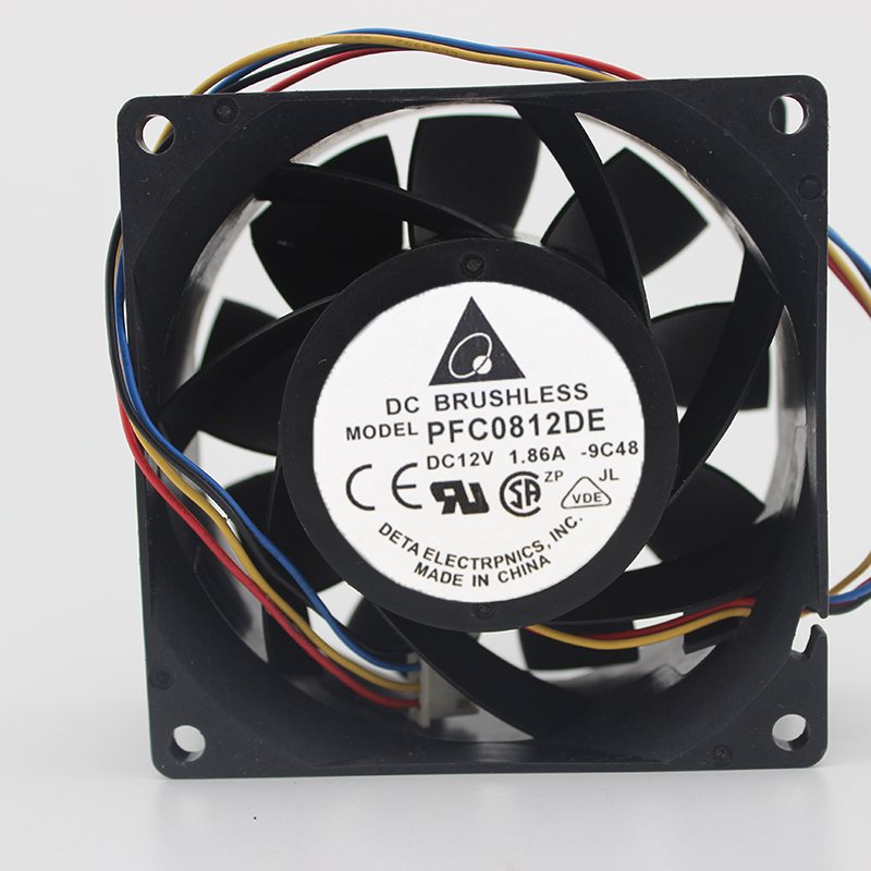 Delta PFC0812DE four-wire PWM control speed 1.86A large air volume fan