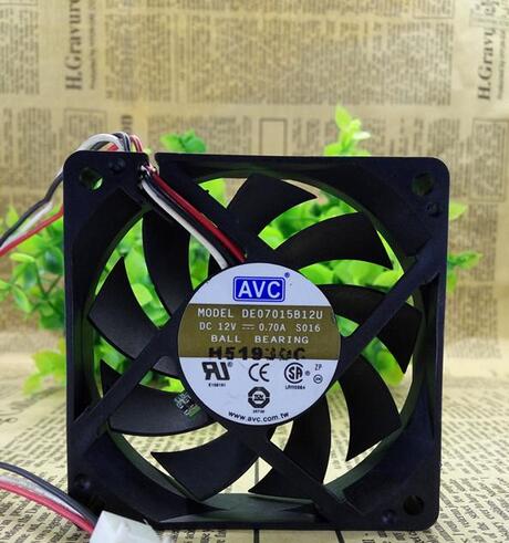 AVC DE07015B12U DC12V 0.7A 3-wires Double ball large air volume speed cooling fan