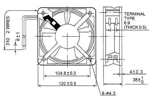 YT12038HSL2 220V 120X120X38mm Low Noise Axial Cooling Fan