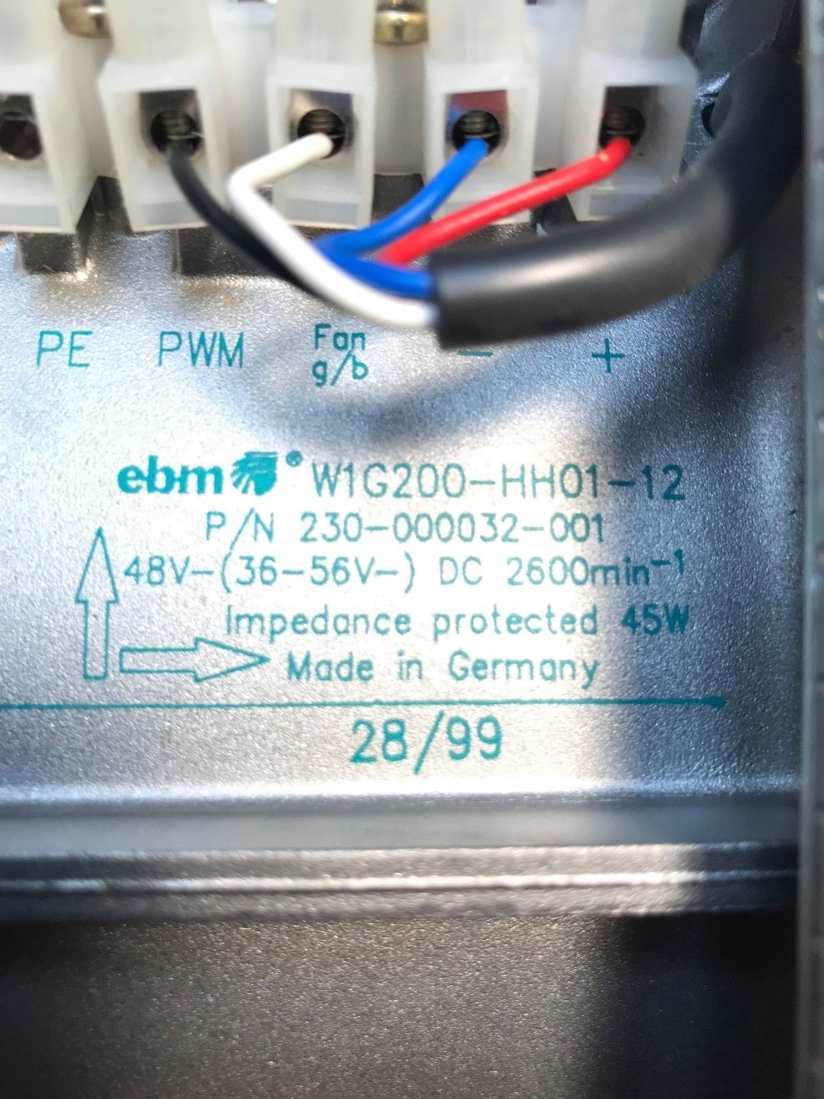 ebm W1G200-HH01-12 48V SX impedance proteced 45W fan