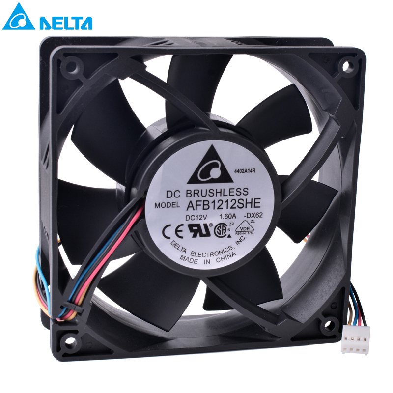 DELTA AFB1212SHE 12V 1.6A 4-wire 4Pin PWM double ball bearing cooling fan