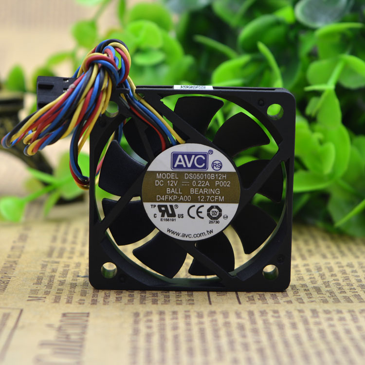 AVC DS05010B12H 12V 0.22A Double Ball 4-wire temperature controlled fan