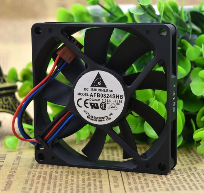 Delta AFB0824SHB 8015 DC24V 0.26A 8CM 3-wire Double Ball Bearing Cooling Fan