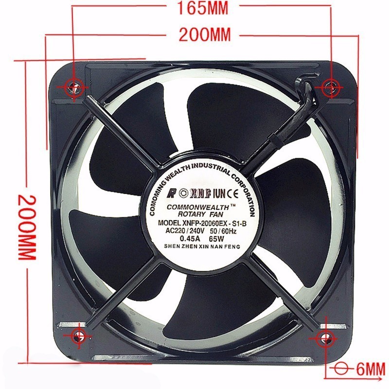 FP20060EX-S1-B 20CM  AC 220V Double Ball Bearing Case Industrial Axial Fan