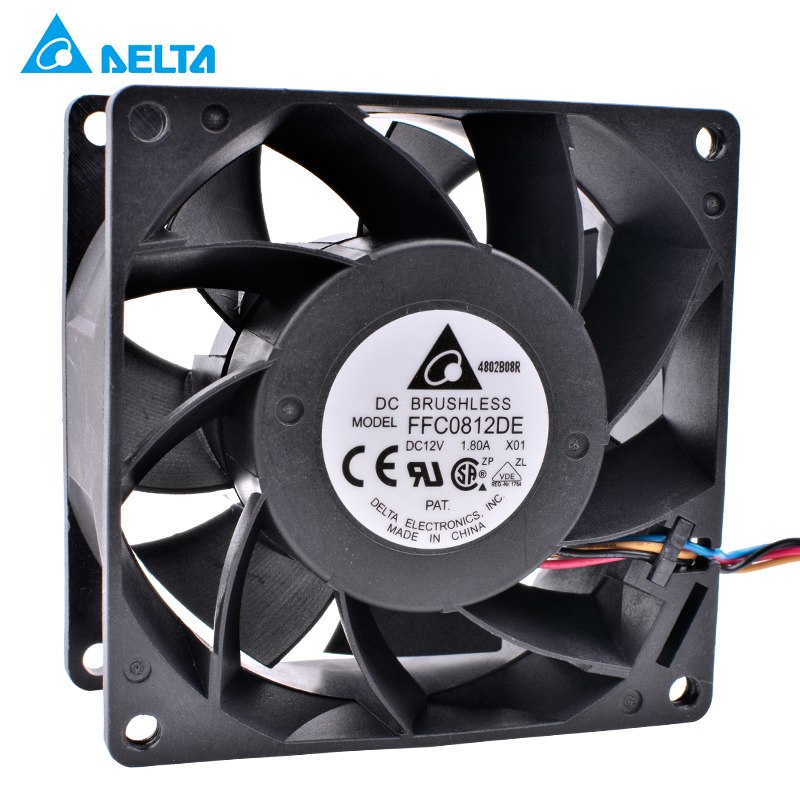 Delta FFC0812DE 12V 1.80A Dual ball 4-wire PWM flow cooling fan