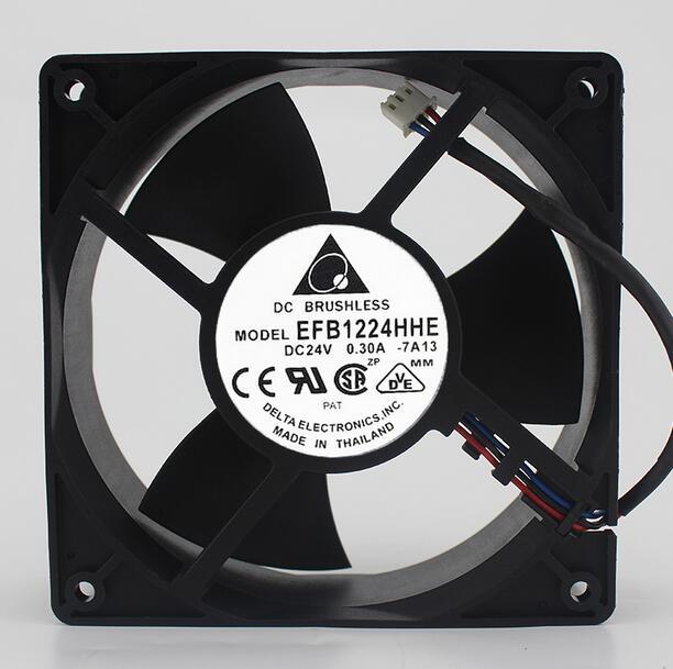 Delta EFB1224HHE DC24V 0.30A 3-line Double Ball Cooling Fan