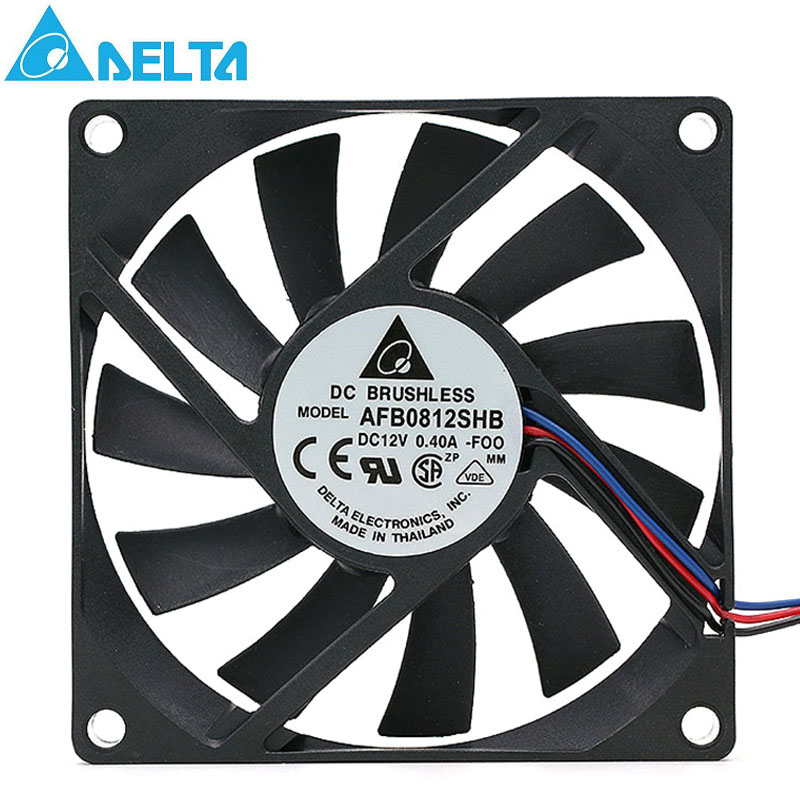 Delta AFB0812SHB 80*80*15mm 12V 0.40A 3Wire Computer Cooler Cooling Fan