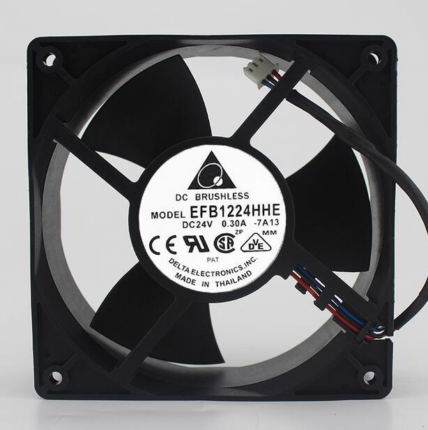 Delta EFB1224HHE DC24V 0.30A 3-line Double Ball Cooling Fan