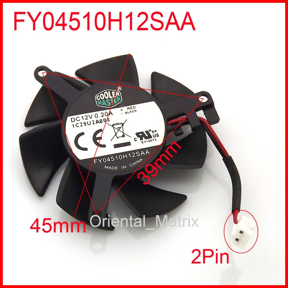 FY04510H12SAA 45mm 39*39*39mm 12V 0.2A 2Wire 2Pin  MSI R6450 6570 6670 V5 Graphics Card Cooler Cooling Fan