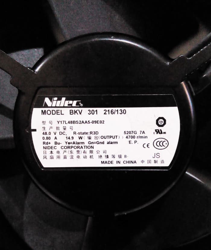 NIDEC Y17L48BS2AA5-09E02 BKV 301 216-130 DC48V 0.80A 4-wires cooling fan