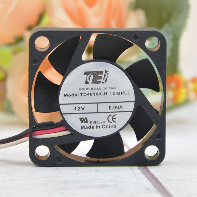 TEI TD4010X-H-12-BPLL  DC12V 0.09A 1.08W 6500RPM 3-Wires Cooling Fan