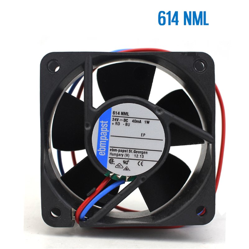 EbmPapst  614NML DC 24V 0.04A 1W  2-wire Square Cooling Fan