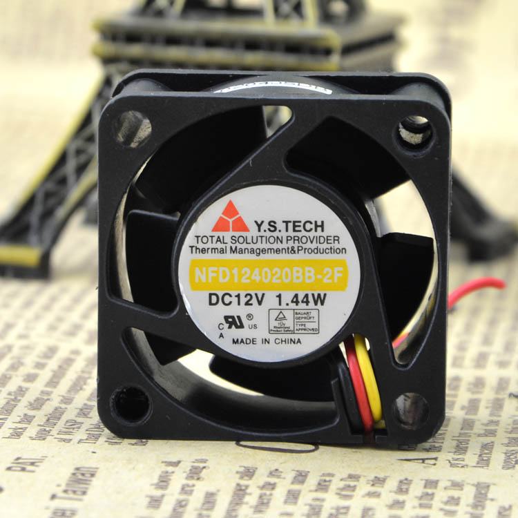 Y.S.Tech NFD124020BB-2F DC12V 1.44W 3-wire cooling fan