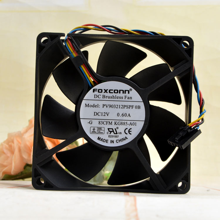 FOXCONN PV903212PSPF 0B DC12V 7.2W 0.6A 4-Wires Double Ball Bearing Axial Cooling Fan